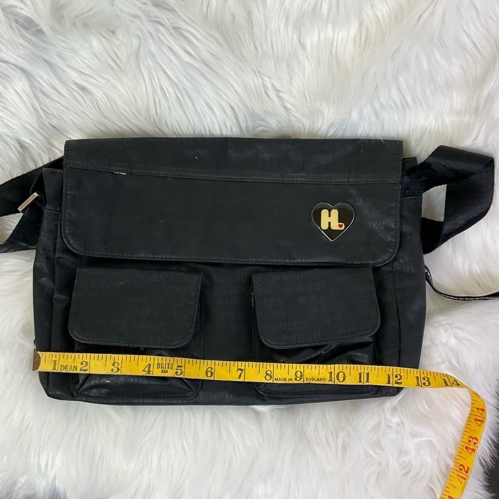 Harajuku Lovers Unisex Black Multi Pocket Crossbody Messenger Bag - Picture 7 of 13